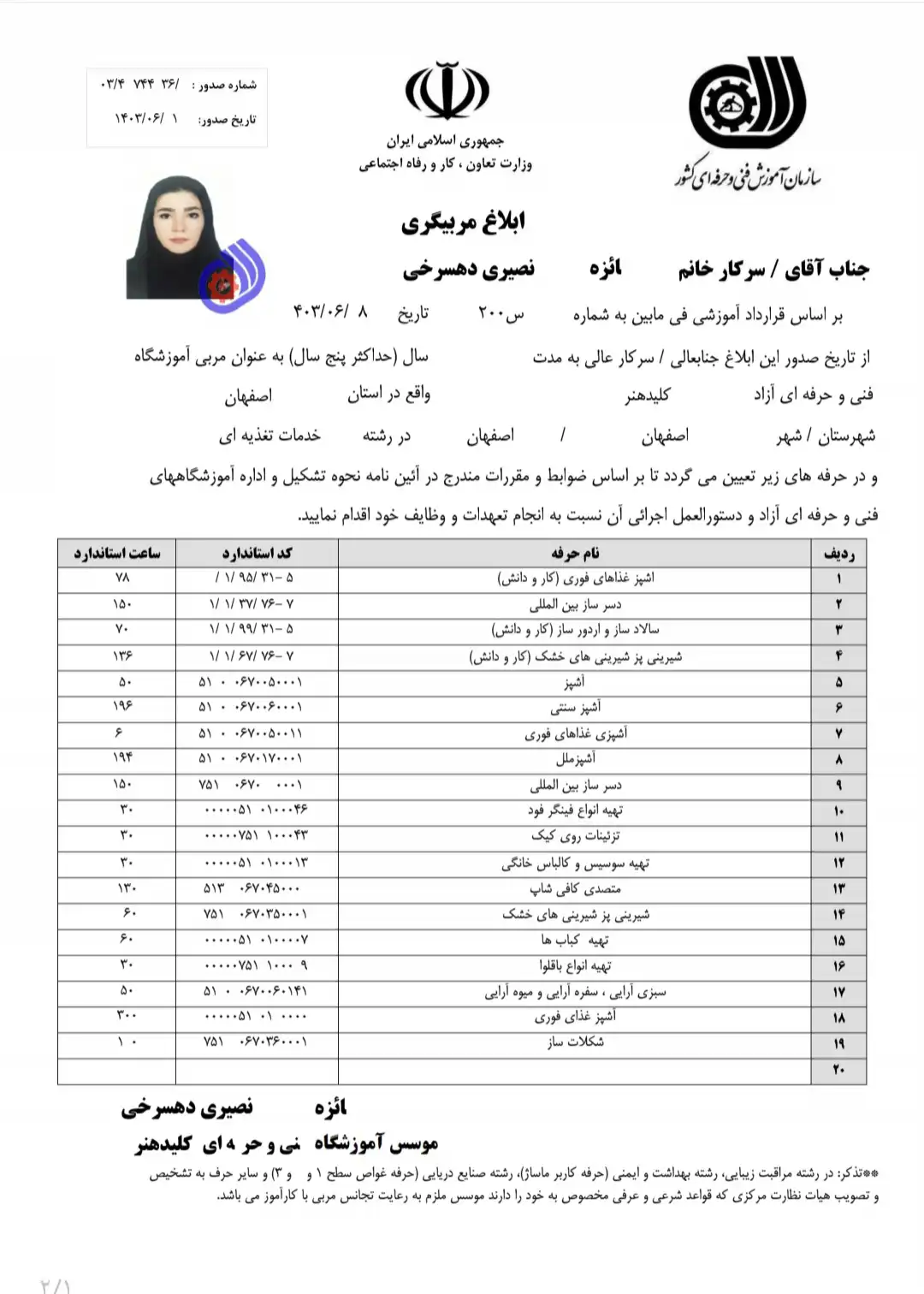 ابلاغ مربیگری 2