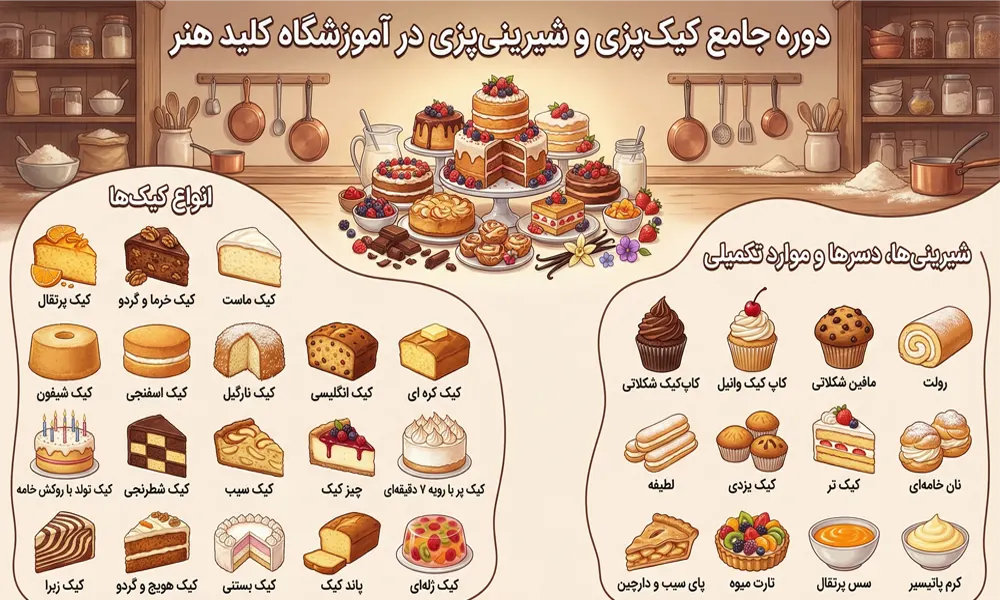 نقشه راه صفر تا صد کیک پزی در آموزشگاه کلید هنر