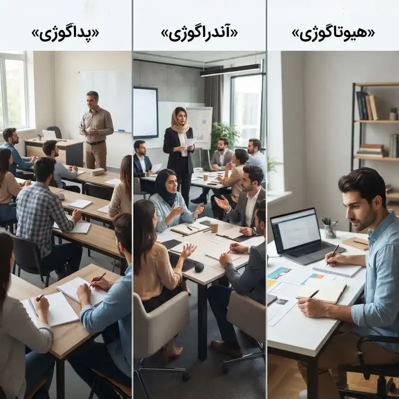 تفاوت پداگوژی و آندراگوژی و هیوتاگوژی در یک نگاه - مقایسه سه رویکرد آموزشی
